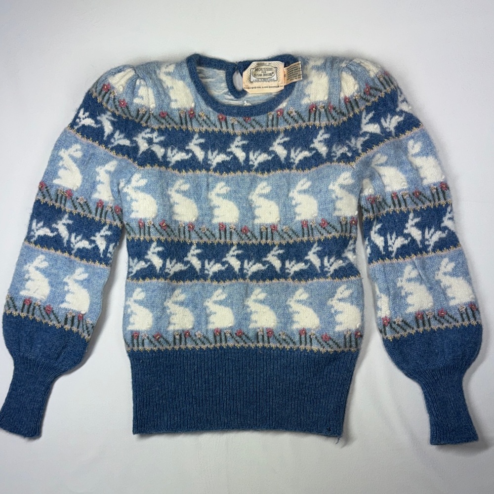 Moussie for‎ Susan Bristol Vintage 1988 Bunny Rabbit Sweater Wool Angora XS